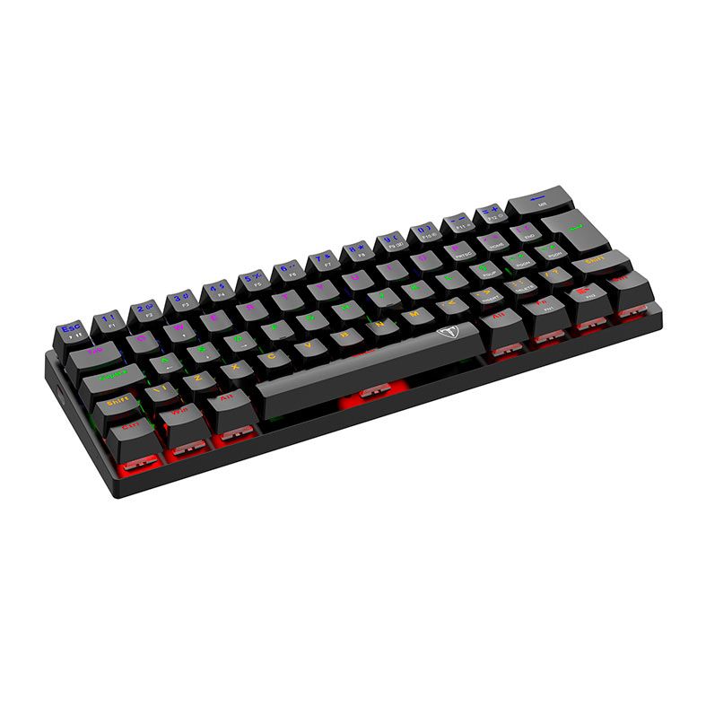 Teclado Mecanico Gamer T-Dagger Arena, Rainbow, Switch Azul, Preto, T-TGK321-BL