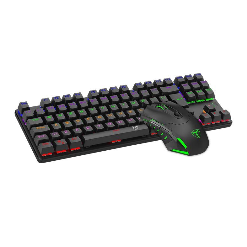 Kit Teclado e Mouse Gamer T-Dagger Advance Force, Rainbow, Switch Blue, ABNT, 2400DPI, T-TGS005