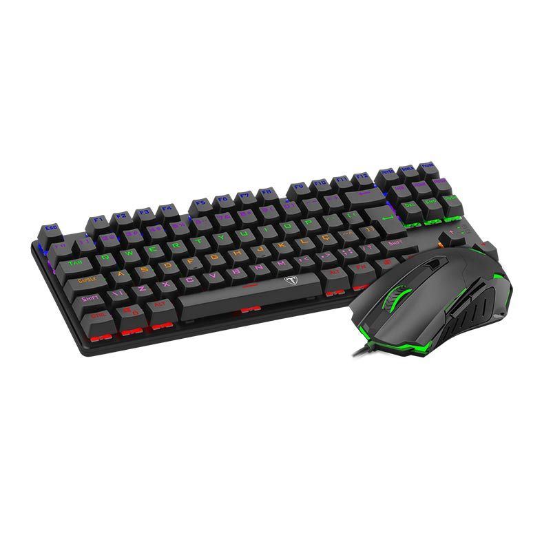Kit Teclado e Mouse Gamer T-Dagger Advance Force, Rainbow, Switch Blue, ABNT, 2400DPI, T-TGS005