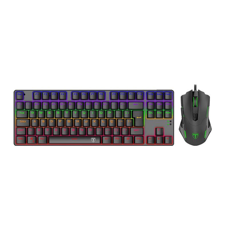 Kit Teclado e Mouse Gamer T-Dagger Advance Force, Rainbow, Switch Blue, ABNT, 2400DPI, T-TGS005