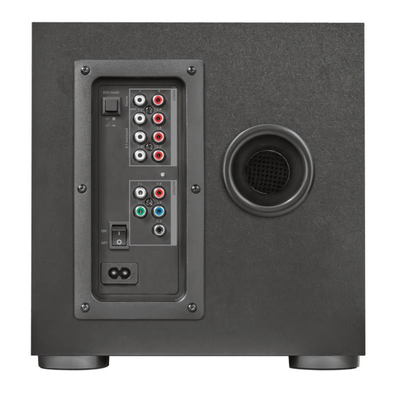 Caixa de Som Trust GXT 658 Tytan 5.1 Led Azul 90W RMS + Controle Remoto Com Fio, T21738