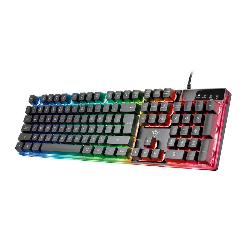 Teclado Gamer Trust GXT 835 Azor Preto LED Rainbow, T23651