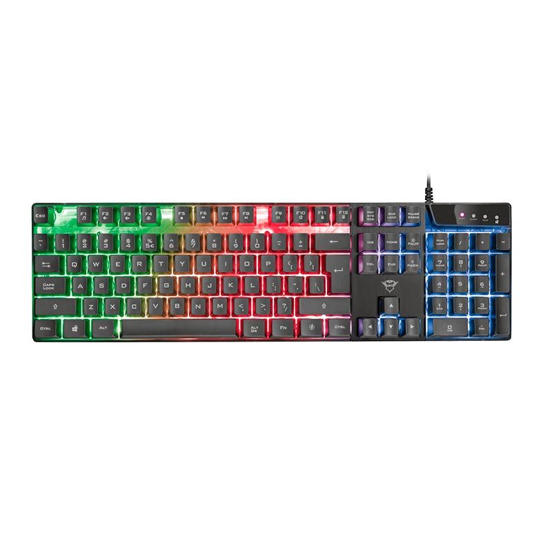 Teclado Gamer Trust GXT 835 Azor Preto LED Rainbow, T23651