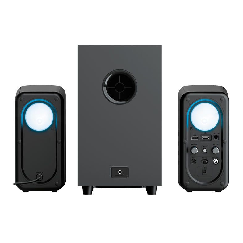 Caixa de Som e Subwoofer Trust GXT 635 Rumax 2.1, 40W RMS, RGB, Bluetooth, Preto, T23927