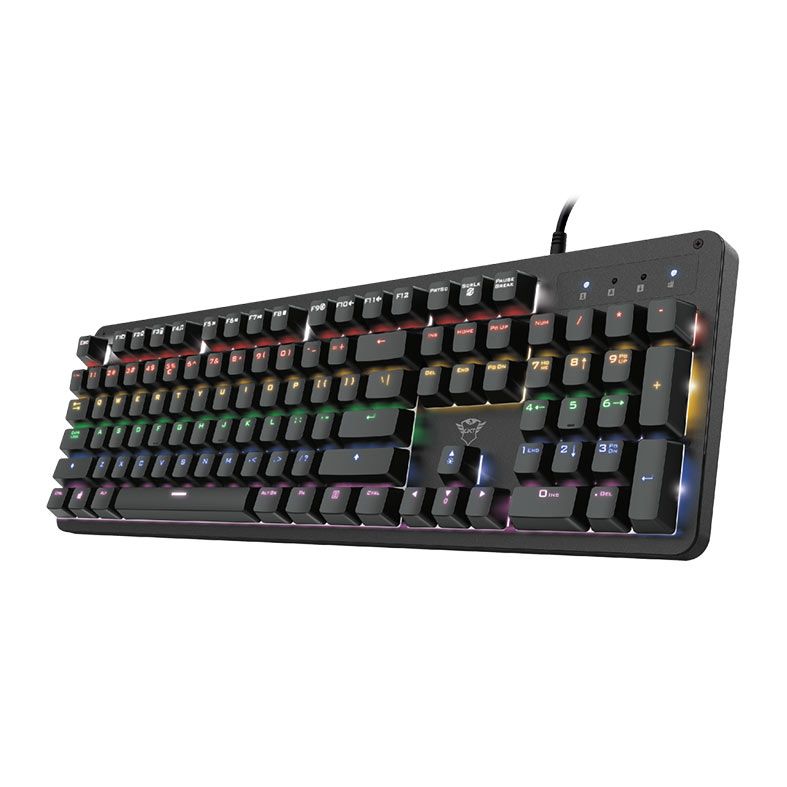 Teclado Mecanico Trust GXT 863 Mazz, Rainbow, US, Switch Outemu Vermelho, Preto, T24200