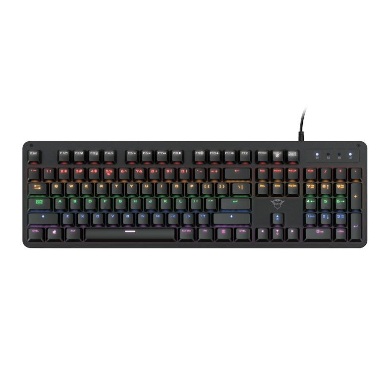 Teclado Mecanico Trust GXT 863 Mazz, Rainbow, US, Switch Outemu Vermelho, Preto, T24200
