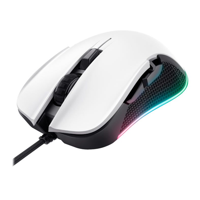 Mouse Gamer Trust GXT Ybar, RGB, 7200DPI, 6 Botoes, Branco, T24485