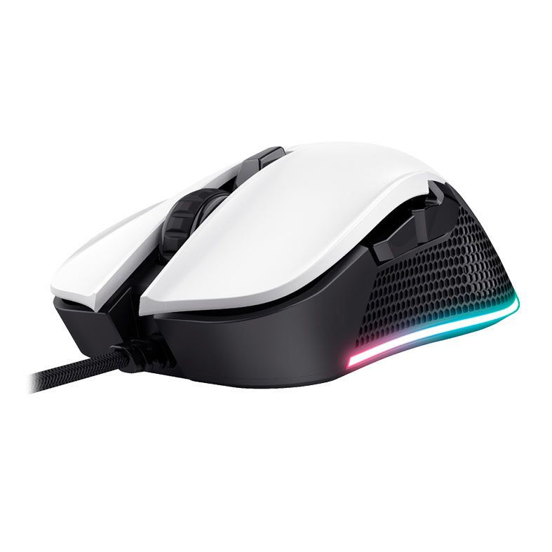 Mouse Gamer Trust GXT Ybar, RGB, 7200DPI, 6 Botoes, Branco, T24485