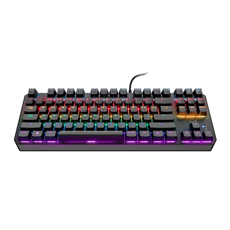 Teclado Mecanico Gamer Trust GXT 834 Callaz, Led, Rainbow, ABNT2, Compacto, Switch Linear, Preto, T24623