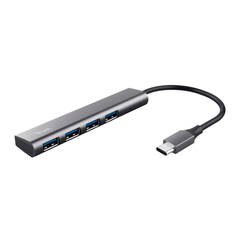 Hub Trust Halyx, USB-c, 4 Portas USB, Aluminio, T24948