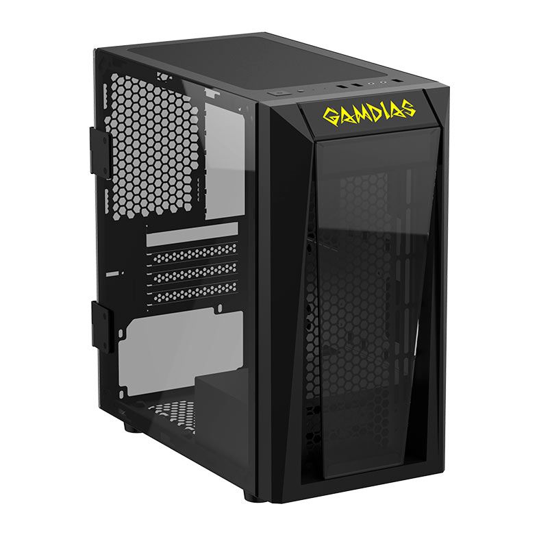 Gabinete Gamer Gamdias Talos E1, Mini-Tower, Lateral de Vidro, Preto, TALOS-E1 S/FANS