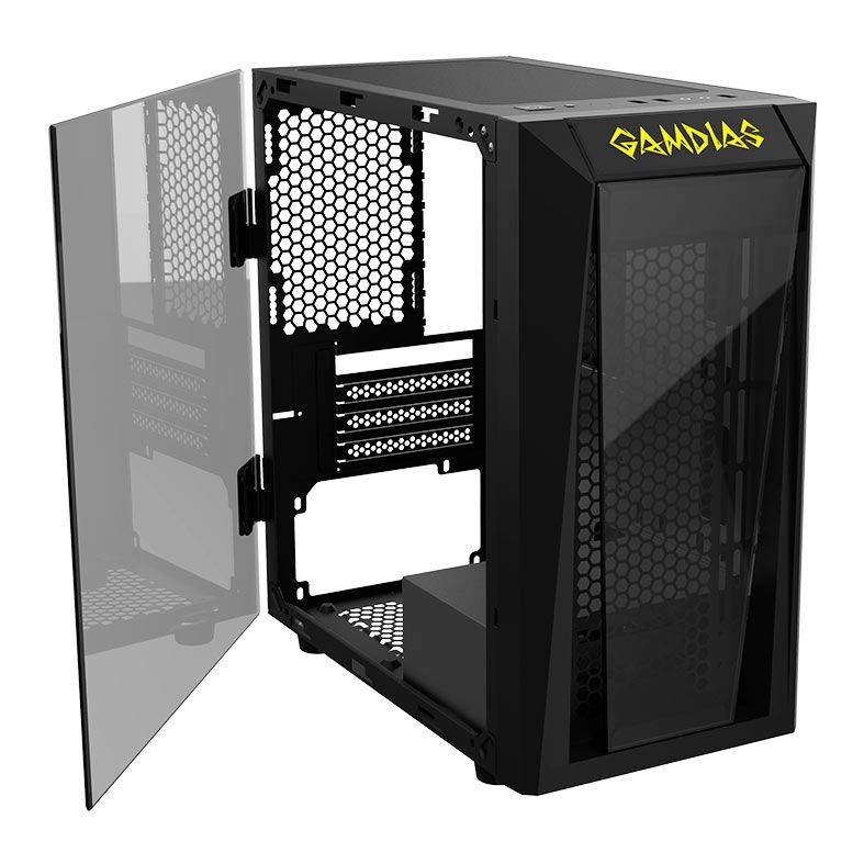 Gabinete Gamer Gamdias Talos E1, Mini-Tower, Lateral de Vidro, Preto, TALOS-E1 S/FANS