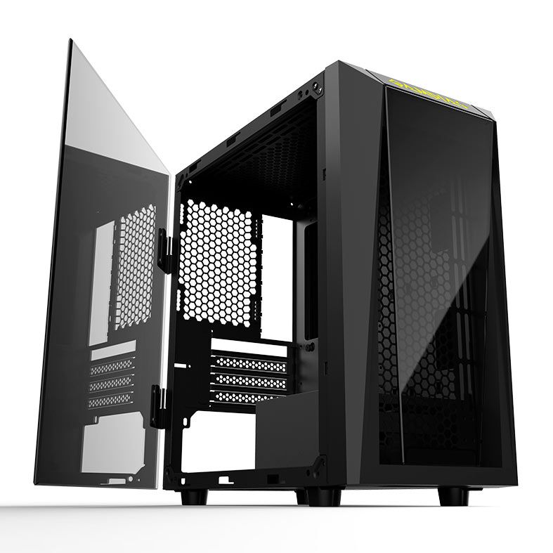 Gabinete Gamer Gamdias Talos E1, Mini-Tower, Lateral de Vidro, Preto, TALOS-E1 S/FANS