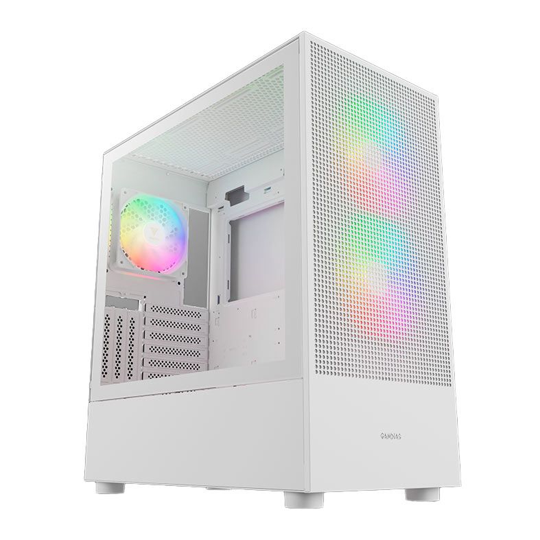 Gabinete Gamer Gamdias Talos E3 Mesh Elite, RGB, Mid-Tower, Lateral De Vidro, Com 3 Fans, Branco, TALOSE3-MESH-ELITEWH