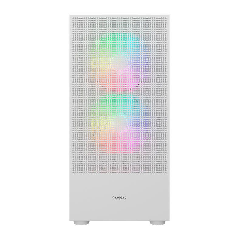 Gabinete Gamer Gamdias Talos E3 Mesh Elite, RGB, Mid-Tower, Lateral De Vidro, Com 3 Fans, Branco, TALOSE3-MESH-ELITEWH