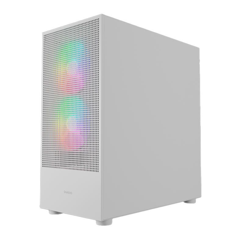 Gabinete Gamer Gamdias Talos E3 Mesh Elite, RGB, Mid-Tower, Lateral De Vidro, Com 3 Fans, Branco, TALOSE3-MESH-ELITEWH
