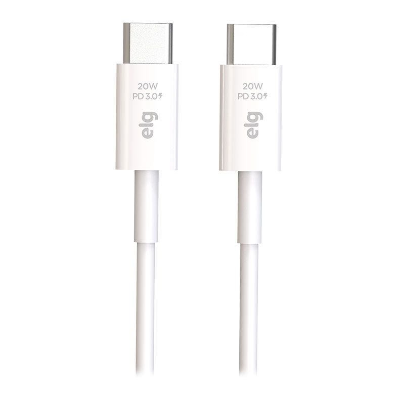 Cabo USB Tipo-C Para USB Tipo-C ELG, 1m, Branco, TC20W