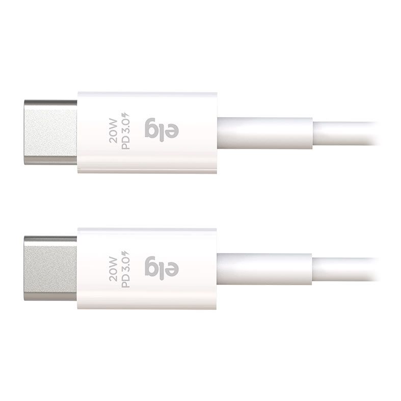 Cabo USB Tipo-C Para USB Tipo-C ELG, 1m, Branco, TC20W