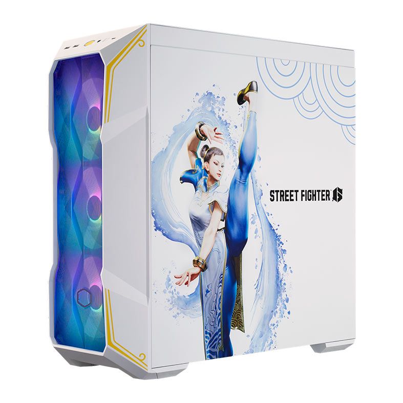 Gabinete Gamer Cooler Master TD500 Mesh V2 Street Fighter 6 Chun-Li, ARGB, Mid-Tower, Lateral de Vidro, Com 3 Fans, Branco, TD500V2-WGNN-SCL