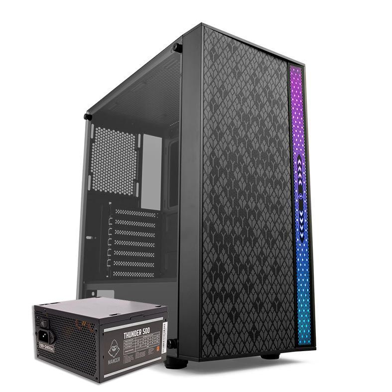 Pichau Kit Upgrade, Gabinete Mancer Templar RGB + Fonte Mancer Thunder 500W