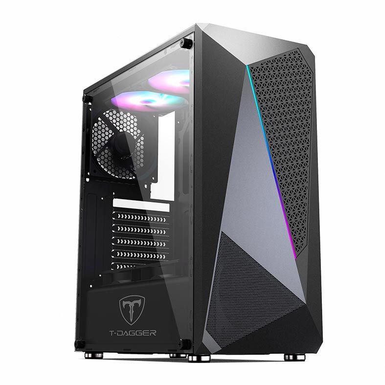 Gabinete Gamer T-Dagger G25B RGB Lateral Acrílico Preto, TGC-G25B