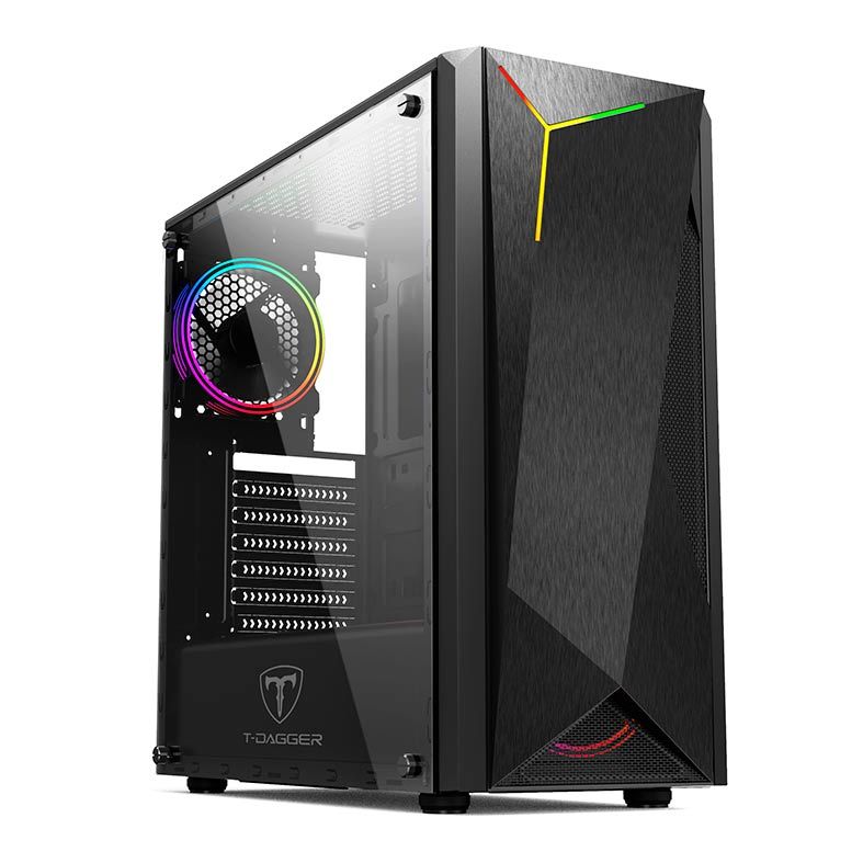Gabinete Gamer T-Dagger G28B RGB Lateral Acrílico Preto, TGC-G28B