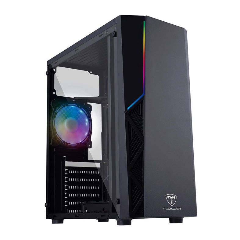 Gabinete Gamer T-Dagger P02B, RGB, Mid Tower, Lateral de Acrilico, Preto, TGC-P02B