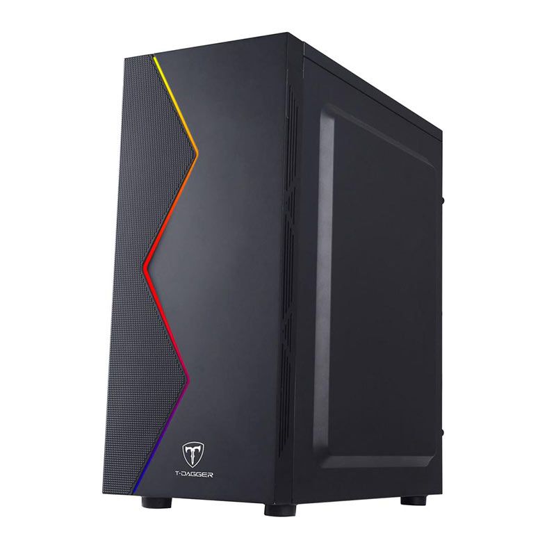 Gabinete Gamer T-Dagger P03B, RGB, Mid Tower, Lateral de Acrilico, Preto, TGC-P03B