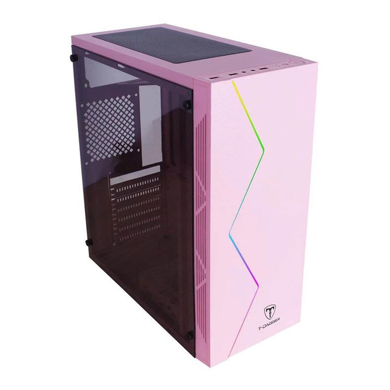 Gabinete Gamer T-Dagger P03P, RGB, Mid Tower, Lateral de Acrilico, Rosa, TGC-P03P