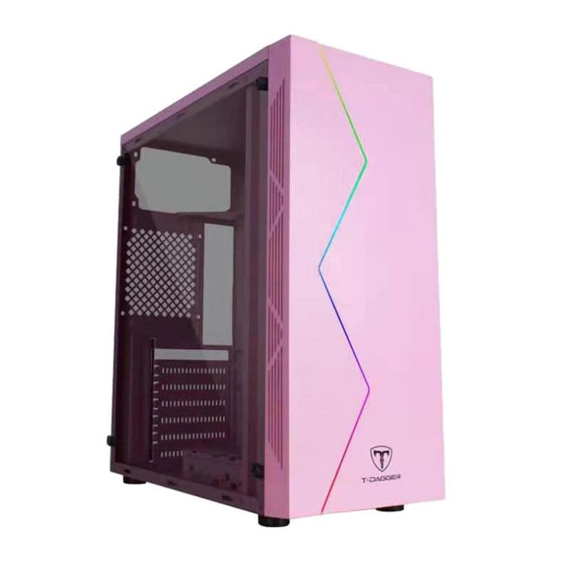 Gabinete Gamer T-Dagger P03P, RGB, Mid Tower, Lateral de Acrilico, Rosa, TGC-P03P