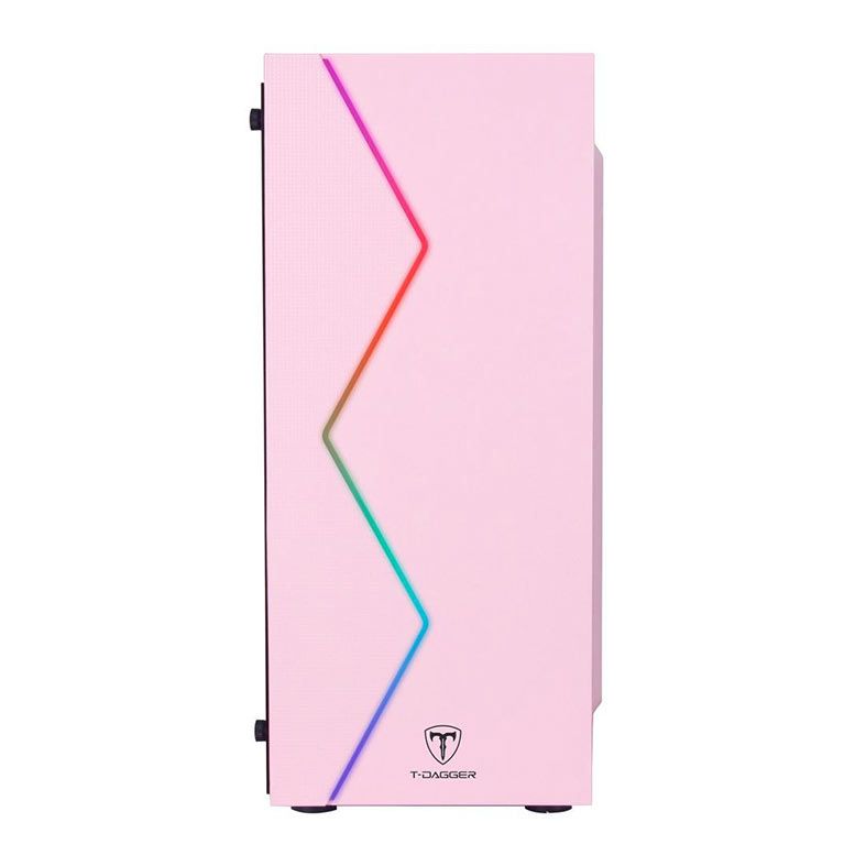 Gabinete Gamer T-Dagger P03P, RGB, Mid Tower, Lateral de Acrilico, Rosa, TGC-P03P