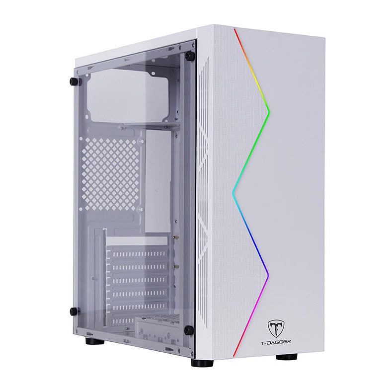 Gabinete Gamer T-Dagger P03W, RGB, Mid Tower, Lateral de Acrilico, Branco, TGC-P03W