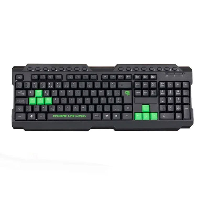 Teclado Gamer ELG DRAGON WAR, ABNT2, Preto e Verde, TGDW