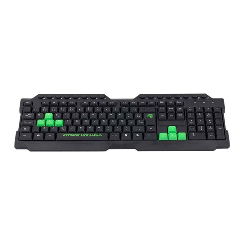 Teclado Gamer ELG DRAGON WAR, ABNT2, Preto e Verde, TGDW