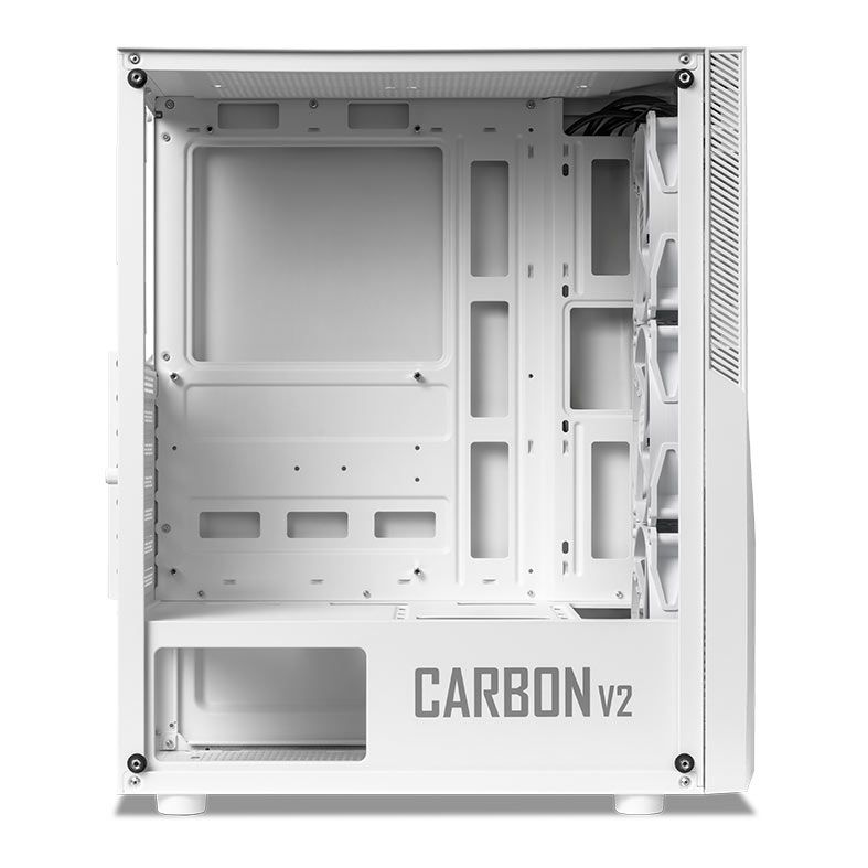 Gabinete Gamer TGT Carbon V2, RGB, Mid-Tower, Lateral De Vidro, Com 3 Fans, Branco, TGT-CBNV2-WH