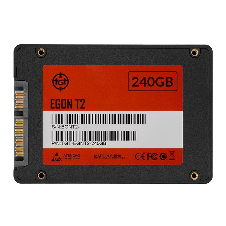SSD TGT Egon T2, 240GB, Sata III 6GB/s, Leitura 530 MB/s, Gravacao 490 MB/s, TGT-EGNT2-240