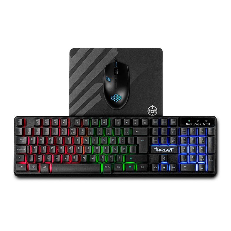 Combo Gamer TGT Fal, Rainbow, Teclado ABNT2, Mouse 1600DPI, Mousepad Pequeno, TGT-FAL-RBW01