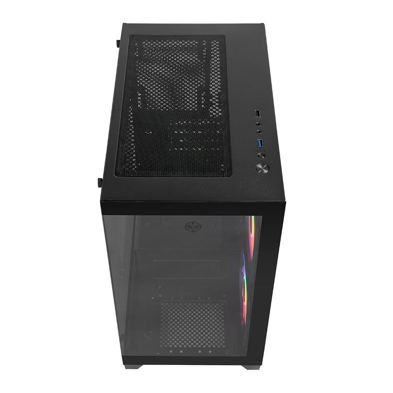 Gabinete Gamer TGT Gladiator, Rainbow, Mid-Tower, Lateral de Vidro, Com 2 Fans, Preto, TGT-GLD-BK