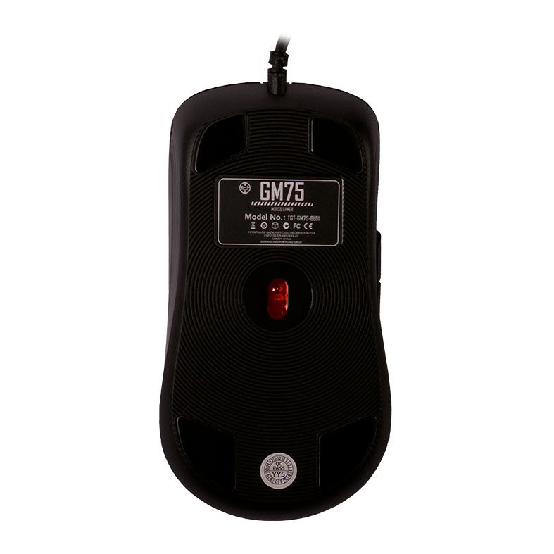 OPENBOX Mouse Gamer TGT GM75, Rainbow, 3600DPI, 6 Botoes, Preto, TGT-GM75-BL01