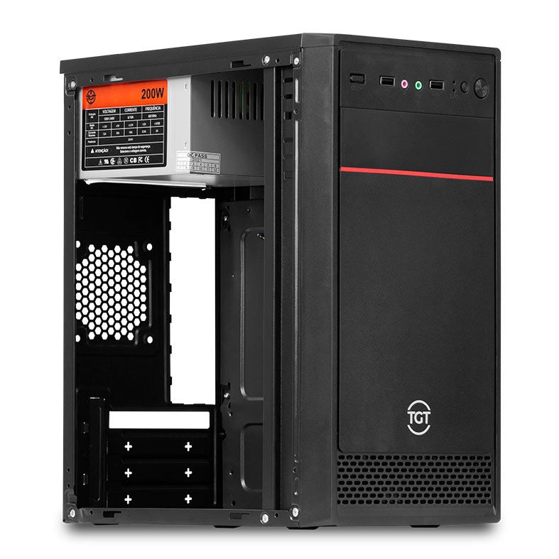 Gabinete TGT Hal, Com Fonte TGT 200W, Preto, TGT-HAL-BL01