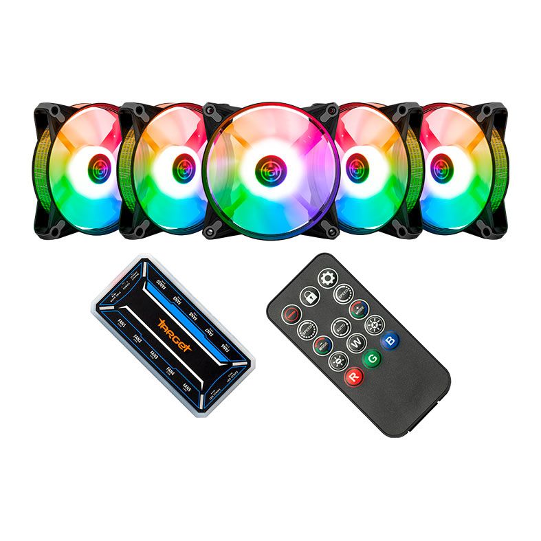 Kit Ventoinhas TGT Humber, ARGB, 5x120mm + Controladora, Preto, TGT-HR5-BK01