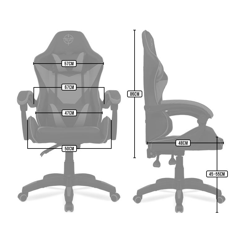 Cadeira Gamer TGT Pusher, Preta e Branca, TGT-PSHR-BLWH01