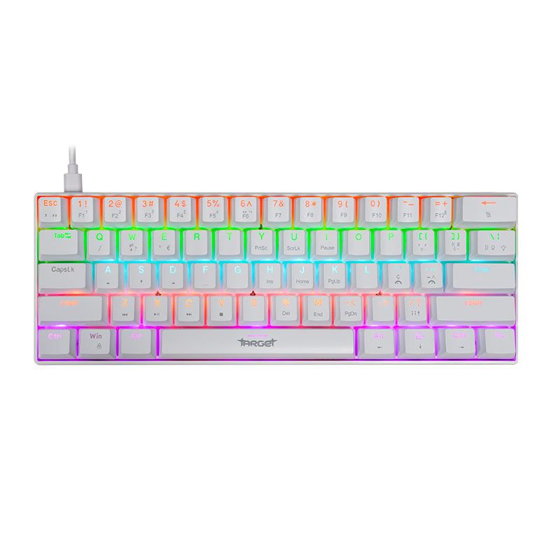 Teclado Mecanico Gamer TGT Sherman Compacto, Rainbow, ABNT2, Switch Huano Azul, Branco, TGT-SHCPTW-RBW01