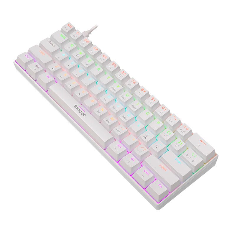 Teclado Mecanico Gamer TGT Sherman Compacto, Rainbow, ABNT2, Switch Huano Azul, Branco, TGT-SHCPTW-RBW01