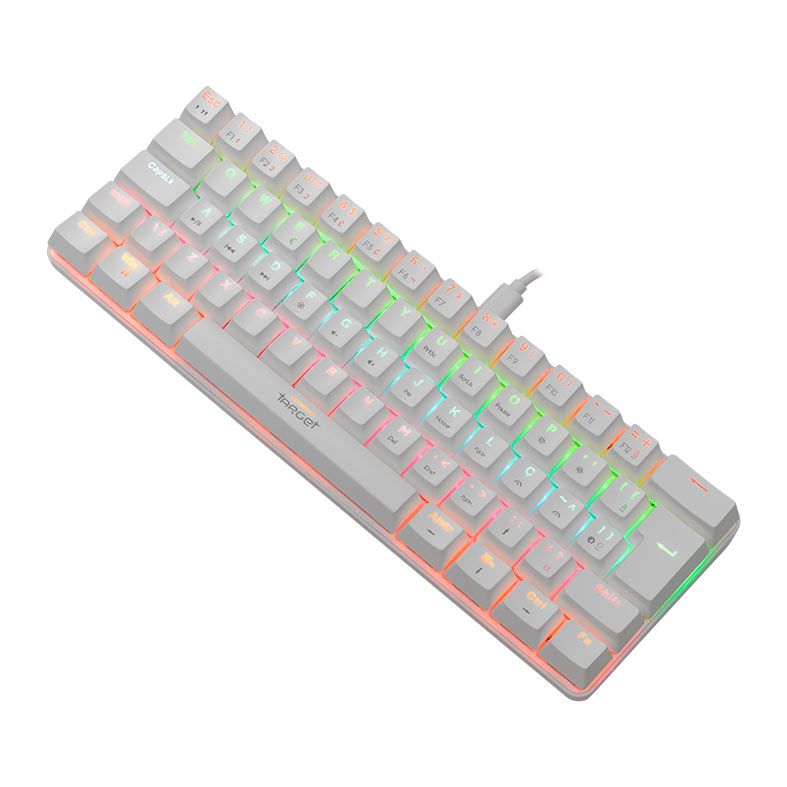 Teclado Mecanico Gamer TGT Sherman Compacto, Rainbow, ABNT2, Switch Azul, Branco, TGT-SHCPTW-RBW01