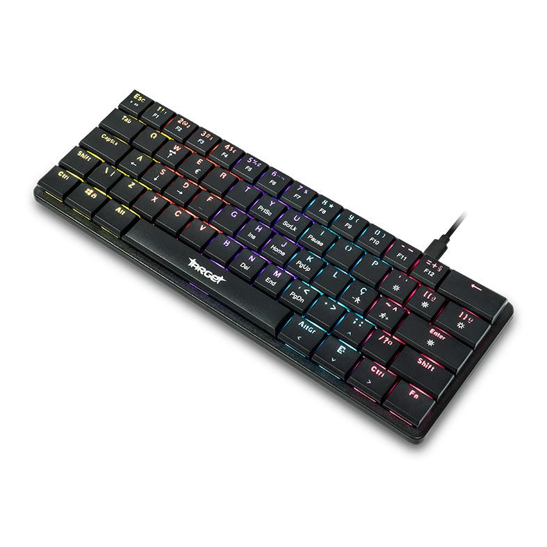 Teclado Mecanico TGT Sherman LP60, Rainbow, ABNT2, Switch Azul, Preto, TGT-SHLOW-RBW01