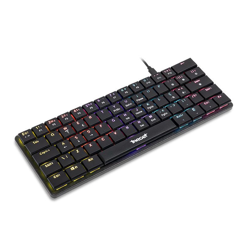 Teclado Mecanico TGT Sherman LP60, Rainbow, ABNT2, Switch Azul, Preto, TGT-SHLOW-RBW01