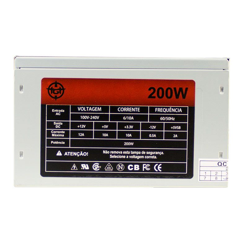 Fonte TGT, 200W, Prata, TGT200W