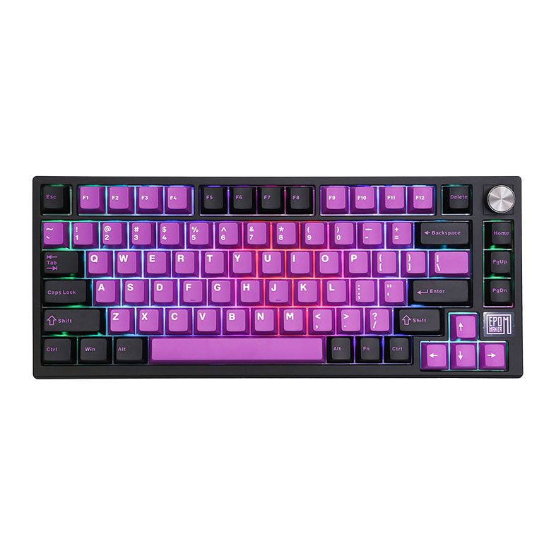 Teclado Mecanico Epomaker TH80 SE, ARGB, Switch Flamingo Linear, Black Purple, TH80SE-BP-FLGLN
