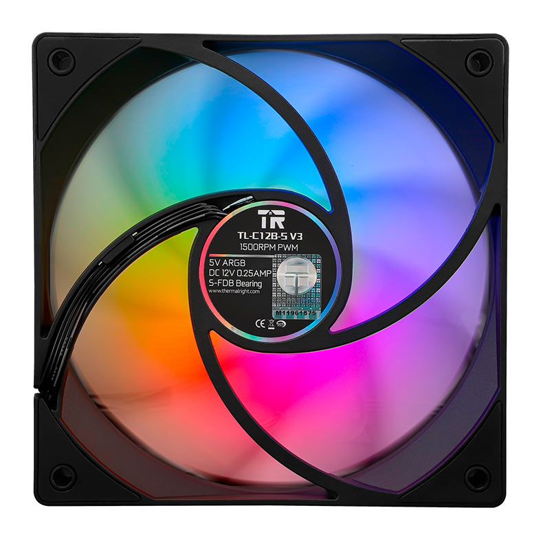 Kit Ventoinhas Thermalright TL-C12B-S V3 X3, ARGB, 3x120mm, Preto, TL-C12B-S-V3-X3